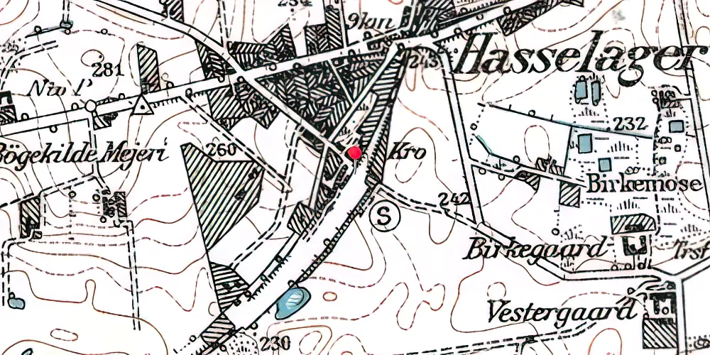 Historisk kort over Hasselager Station [1945-1976]