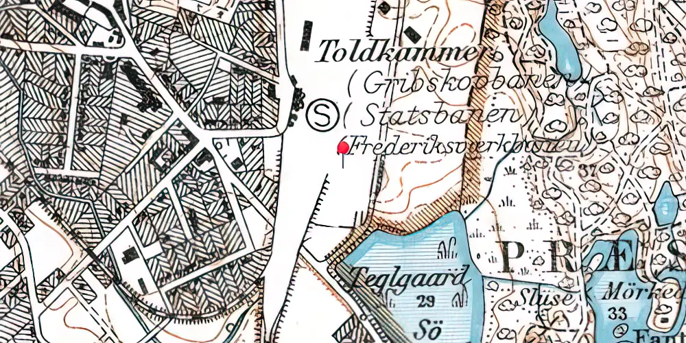 Historisk kort over Hillerød Privatbanestation [1880-1906]