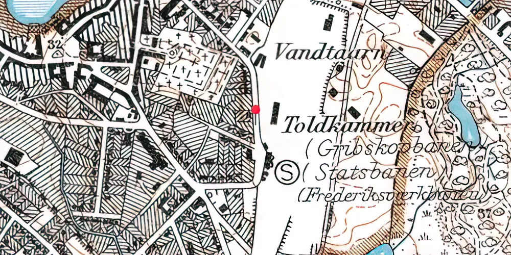 Historisk kort over Hillerød Privatbanestation [1906-1930]