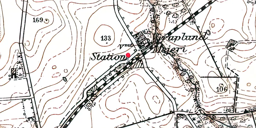 Historisk kort over Hjortshøj Station [1877-1968]