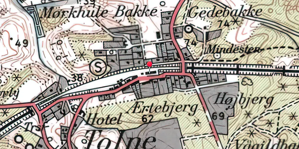 Historisk kort over Tolne Station [1879-1972]