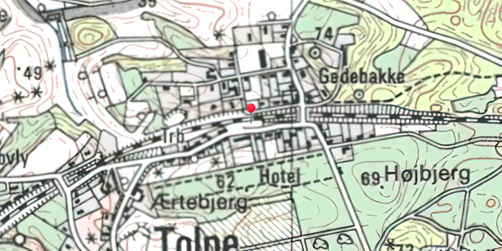 Historisk kort over Tolne Station [1879-1972]
