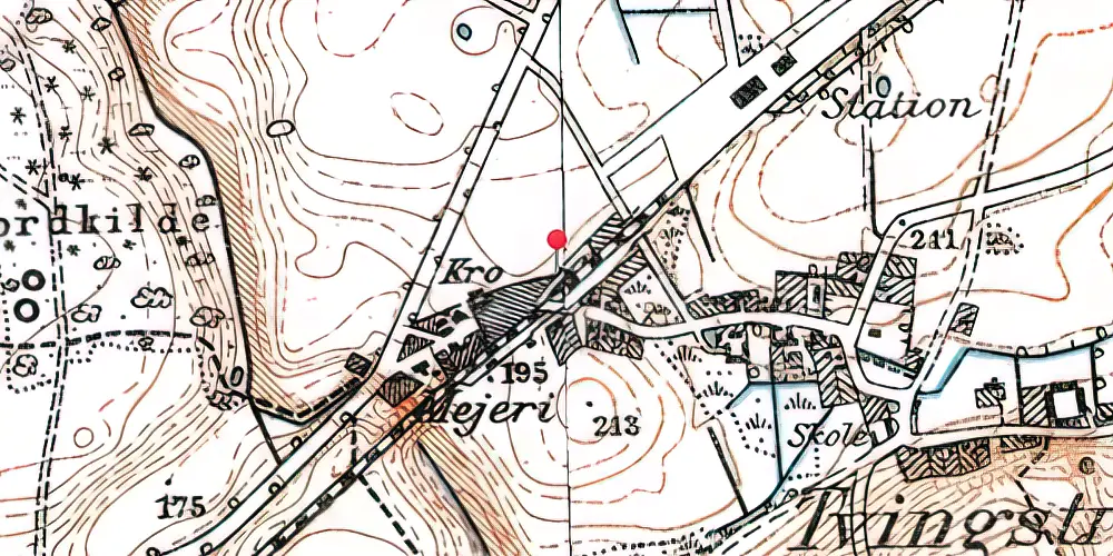 Historisk kort over Tvingstrup Station [1888-1927]