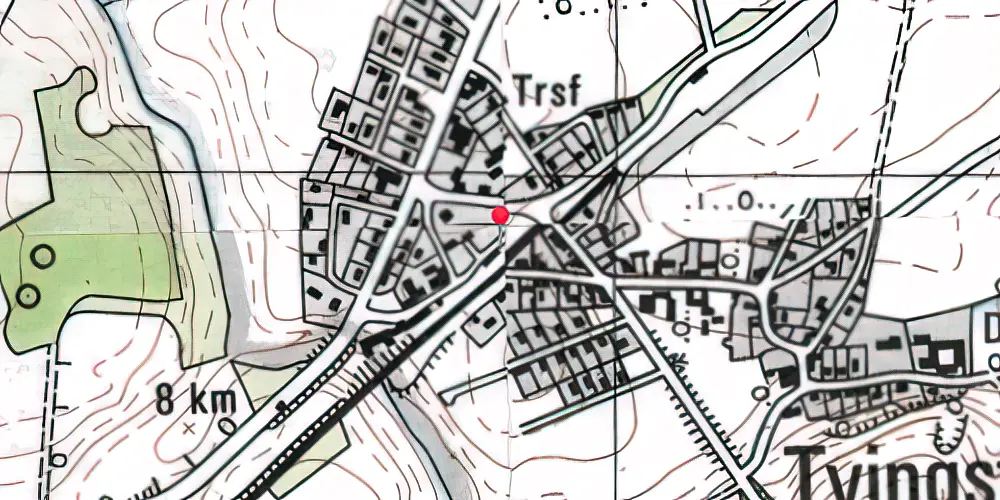 Historisk kort over Tvingstrup Station [1888-1927]