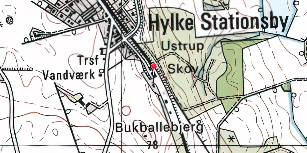 Historisk kort over Hylke Station [1896-1973]