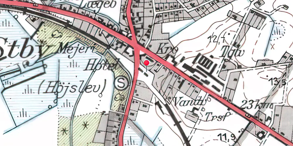 Historisk kort over Højslev Station [1865-1970]