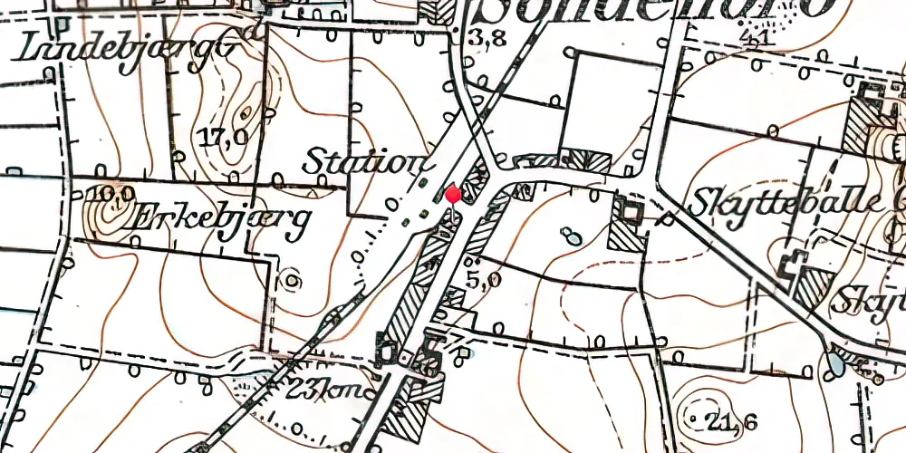 Historisk kort over Søndenbro Station