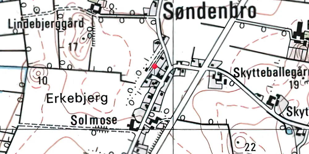 Historisk kort over Søndenbro Station