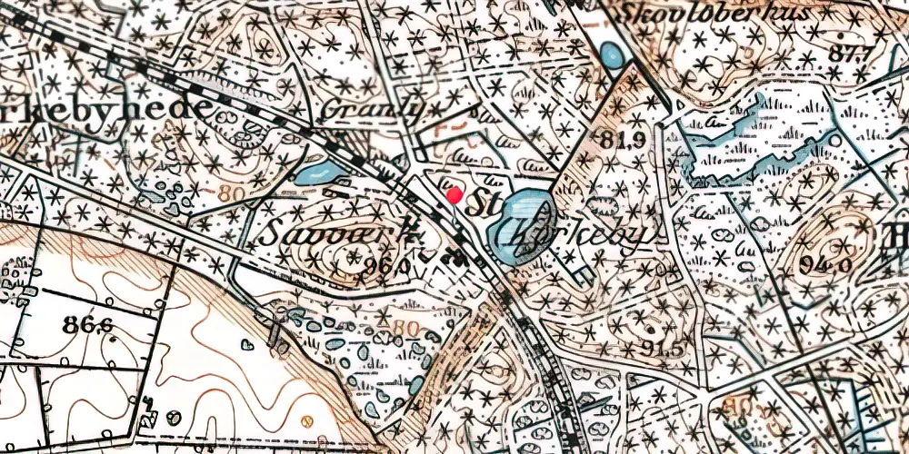Historisk kort over Kirkeby Station [1881-1907]