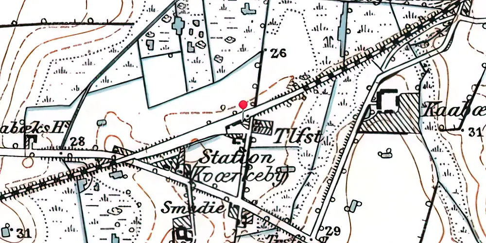 Historisk kort over Kværkeby Station [1900-1945]