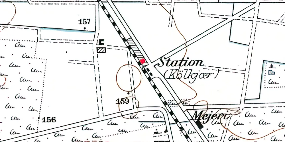 Historisk kort over Kølkær Station [1914-1973]