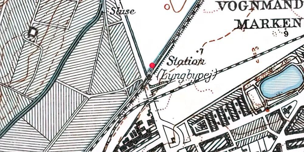 Historisk kort over Lyngbyvejen S-togsstation [1934-1972]