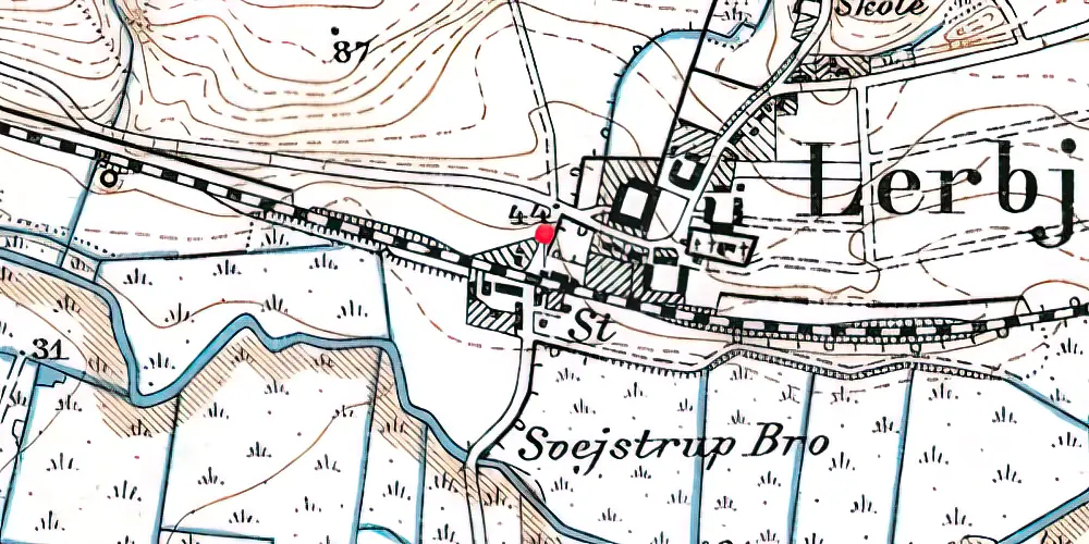 Historisk kort over Lerbjerg Station [1876-1972]