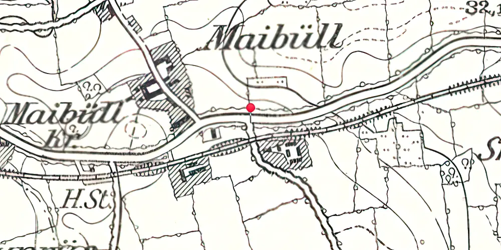 Historisk kort over Majbøl Stationskro [1909-1942]