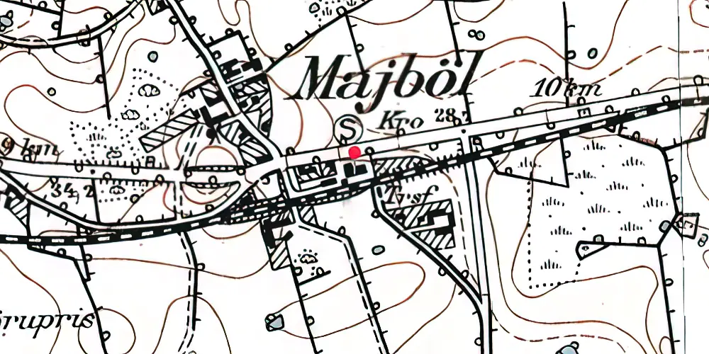 Historisk kort over Majbøl Stationskro