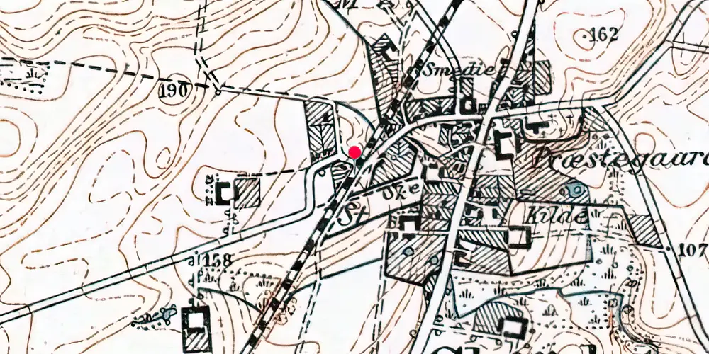 Historisk kort over Skødstrup Billetsalgssted med Sidespor [1918-1968]
