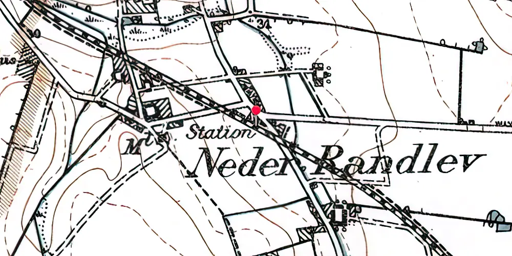 Historisk kort over Neder Randlev Billetsalgssted [1884-1892]