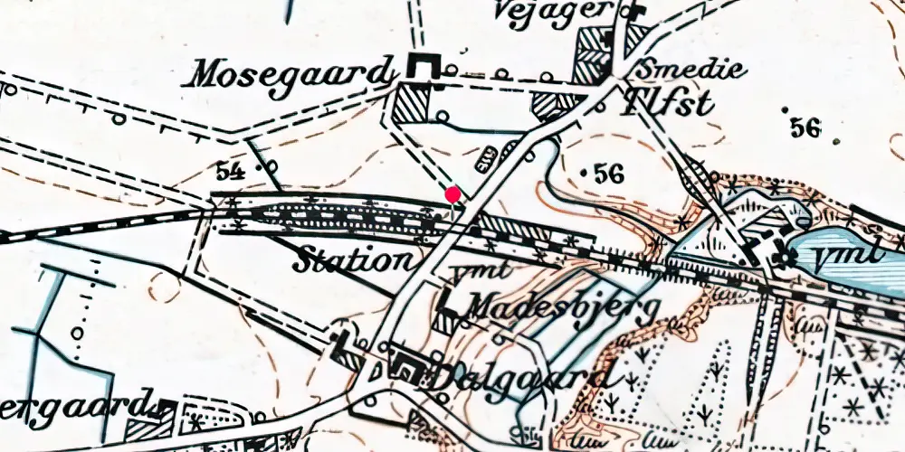 Historisk kort over Naur Billetsalgssted [1900-1964]