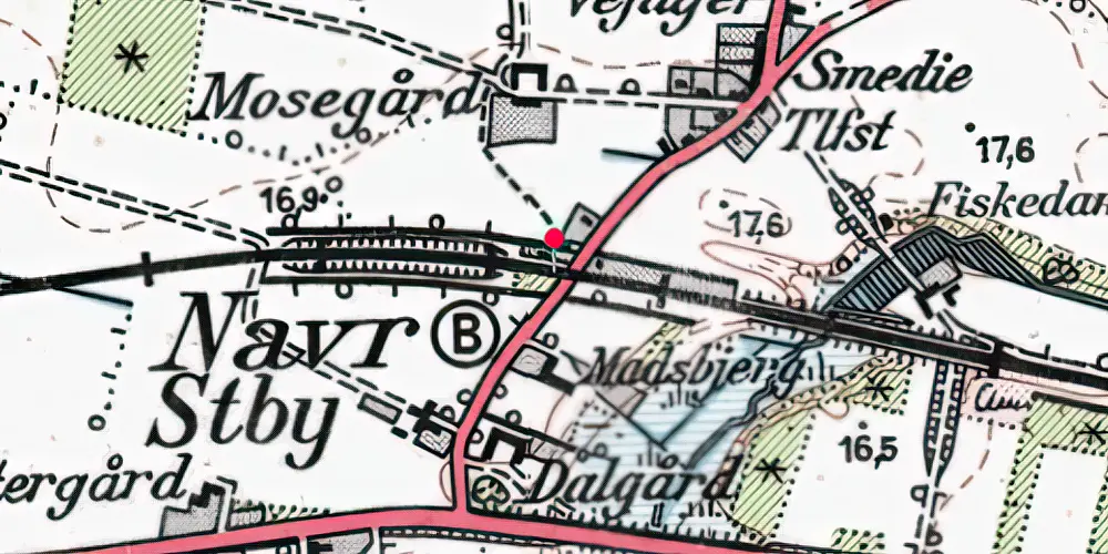 Historisk kort over Naur Billetsalgssted [1900-1964]