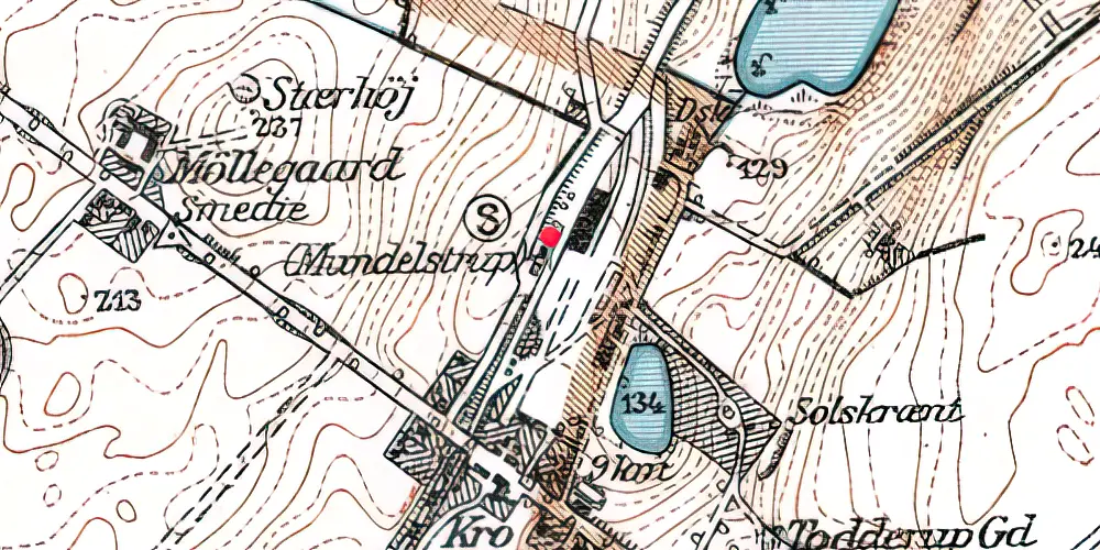 Historisk kort over Mundelstrup Teknisk Station