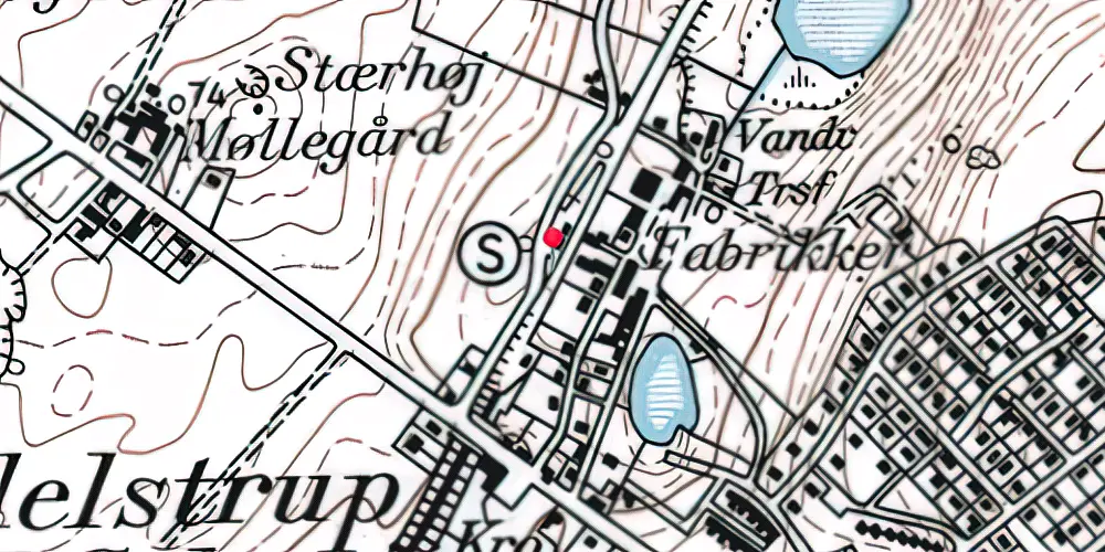Historisk kort over Mundelstrup Teknisk Station 