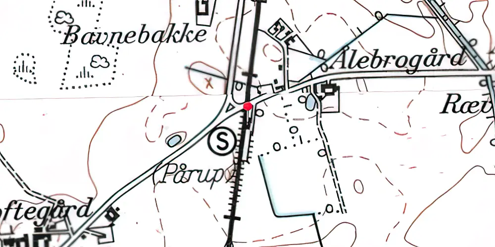 Historisk kort over Pårup Station [1896-1955]