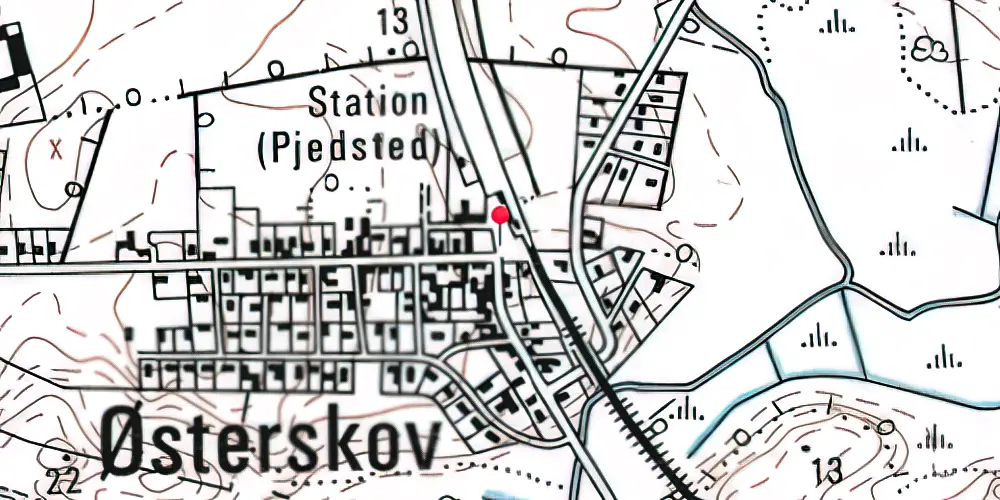 Historisk kort over Pjedsted Billetsalgssted [1875-1897]