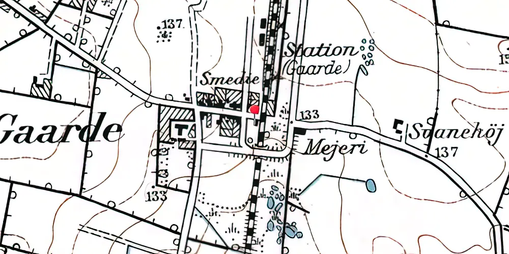 Historisk kort over Gårde Billetsalgssted [1878-1920]