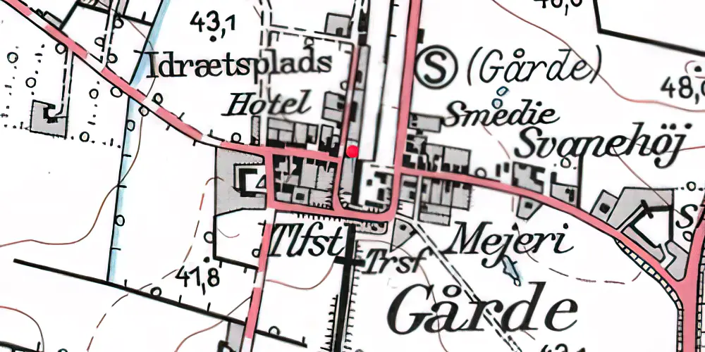 Historisk kort over Gårde Billetsalgssted [1875-1920]