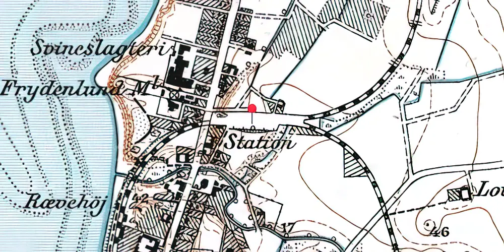 Historisk kort over Rønne Nord Station [1913-1955]
