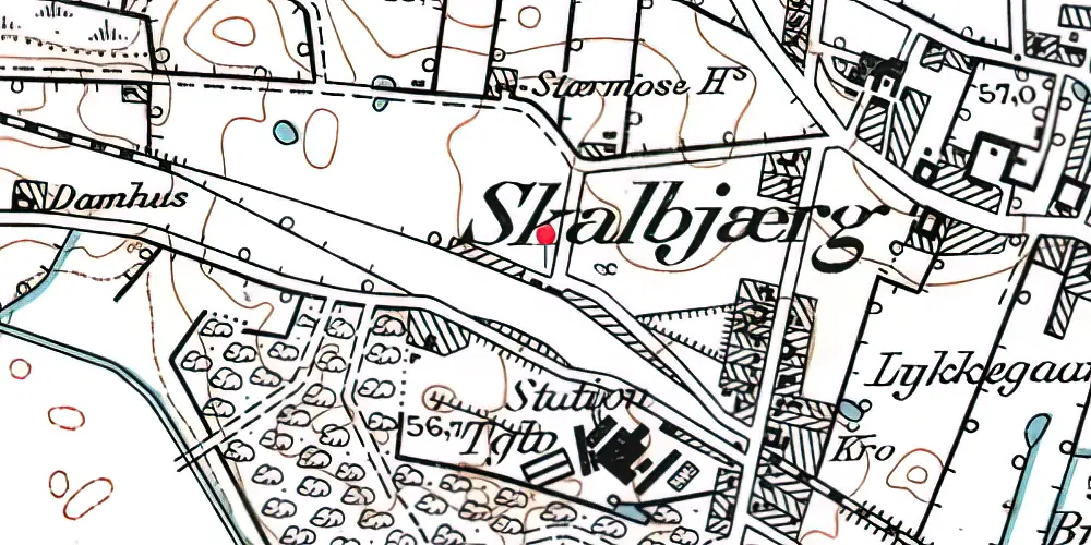Historisk kort over Skalbjerg Station [1908-1960]