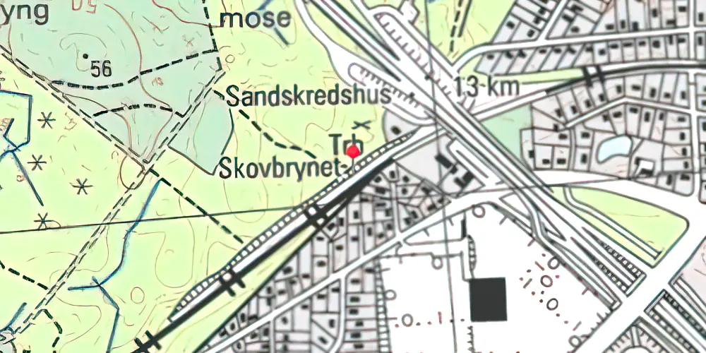 Historisk kort over Skovbrynet Trinbræt [1964-1977]