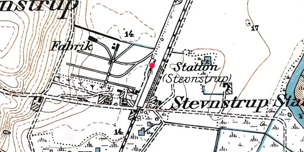Historisk kort over Stevnstrup Teknisk Station 