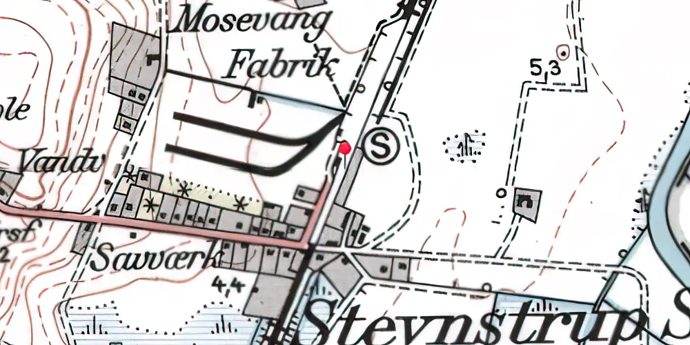 Historisk kort over Stevnstrup Teknisk Station
