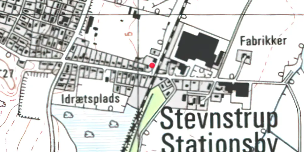 Historisk kort over Stevnstrup Billetsalgssted [1876-1905]