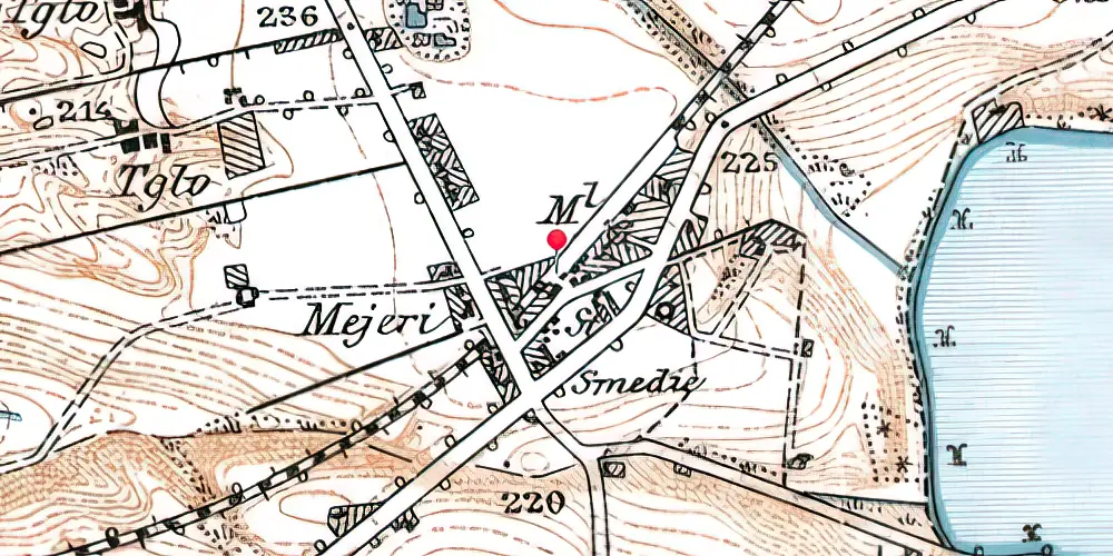 Historisk kort over Stilling Billetsalgssted med Sidespor [1889-1924]