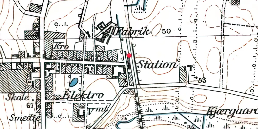 Historisk kort over Støvring Billetsalgssted [1972-1974]
