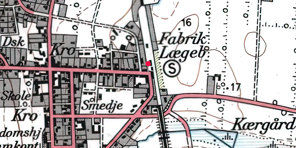 Historisk kort over Støvring Billetsalgssted [1972-1974]