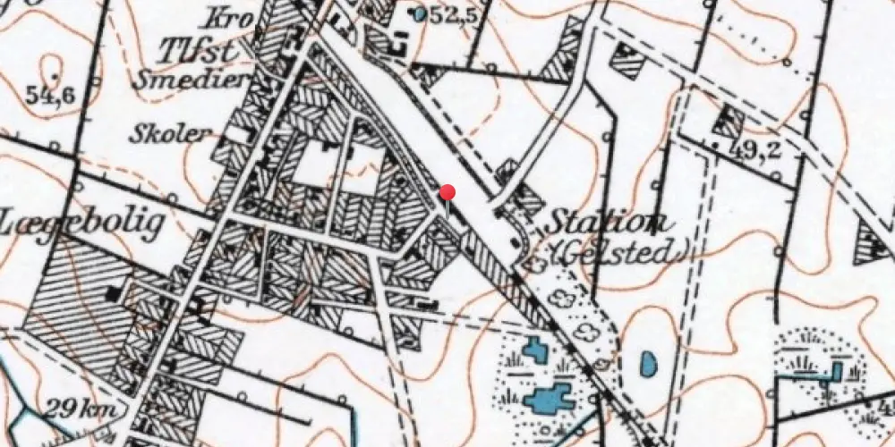 Historisk kort over Gelsted Station