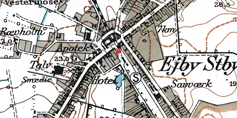 Historisk kort over Ejby Station 