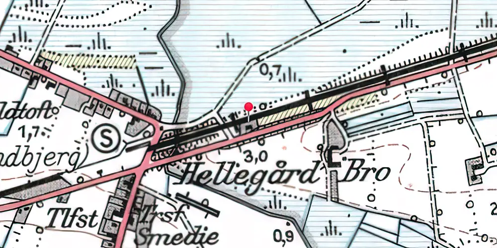 Historisk kort over Handbjerg Privat Billetsalgssted [1873-1875]