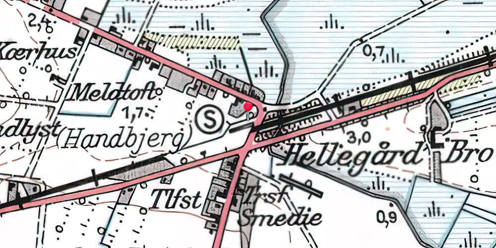 Historisk kort over Handbjerg Privat Billetsalgssted [1875-1883]