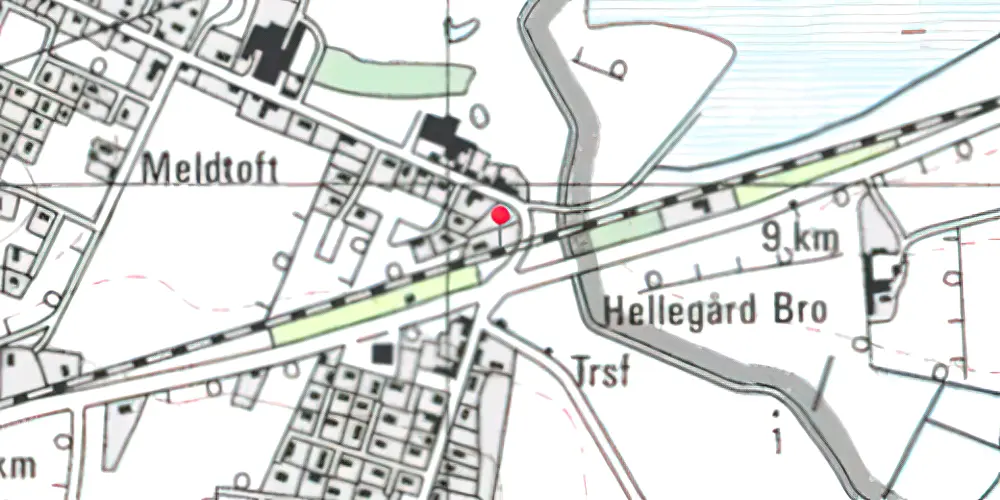 Historisk kort over Handbjerg Privat Holdeplads med sidespor [1883-1891]