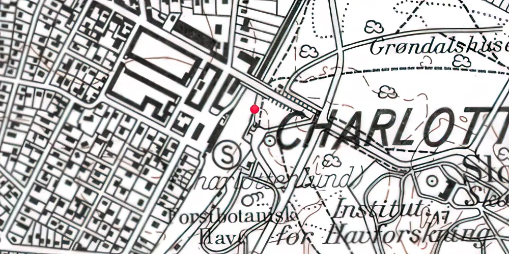 Historisk kort over Charlottenlund Øst Billetsalgssted