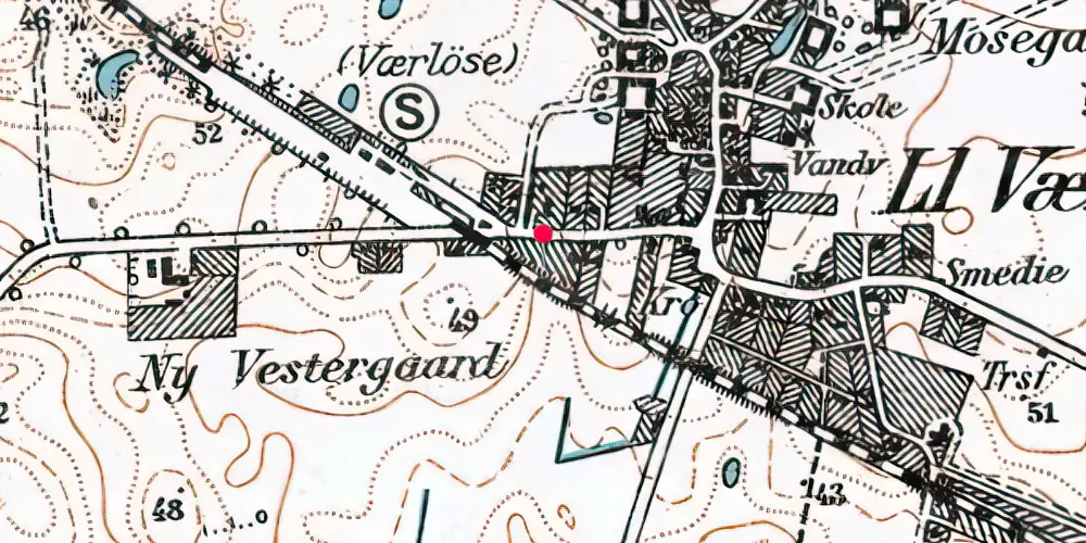 Historisk kort over Værløse Billetsalgssted [1974-1977]