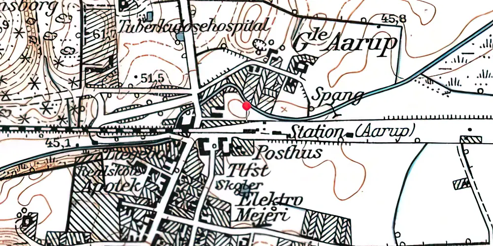 Historisk kort over Aarup Station [1865-1971]