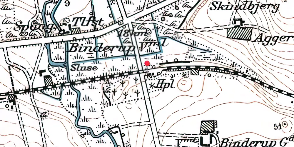 Historisk kort over Binderup Billetsalgssted [1899-1922]