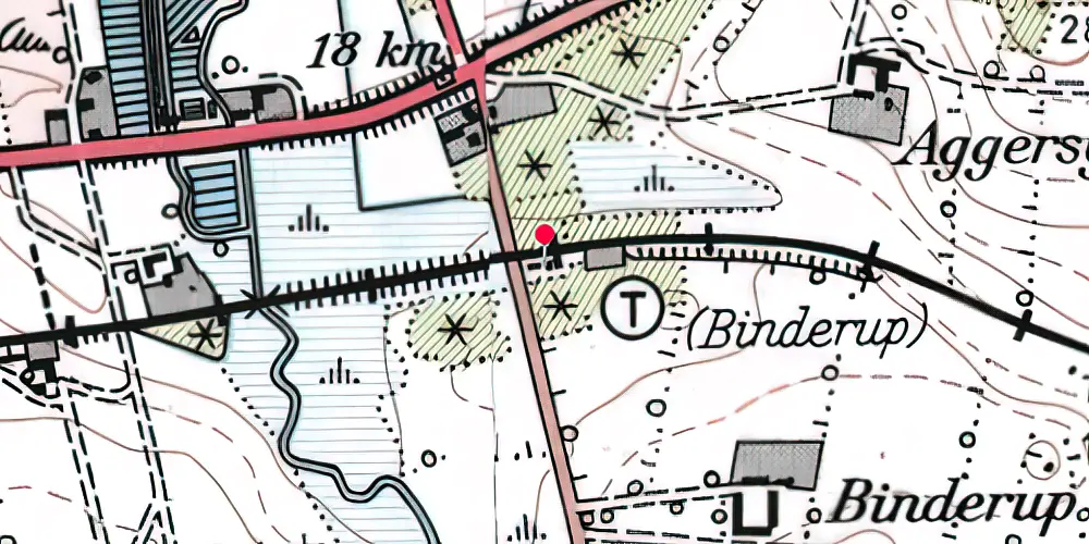 Historisk kort over Binderup Billetsalgssted [1899-1922]