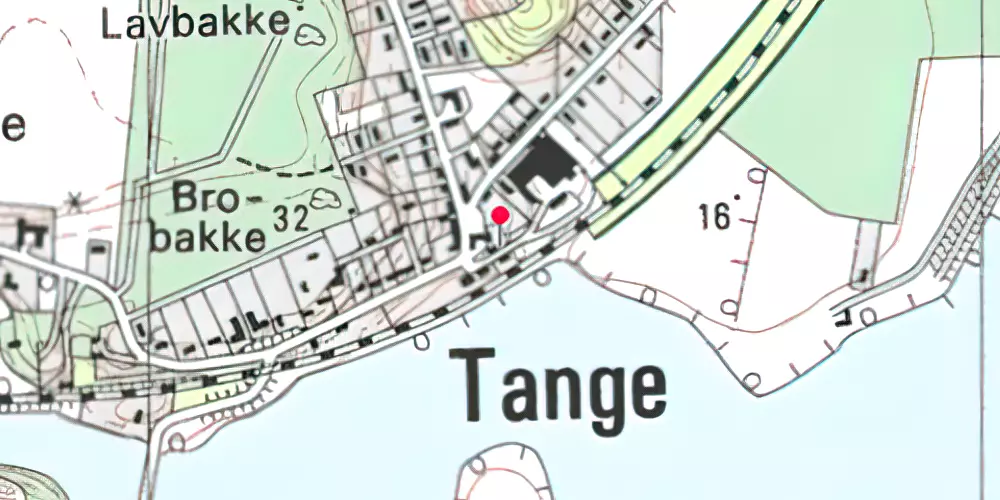 Historisk kort over Tange Billetsalgssted [1894-1908]
