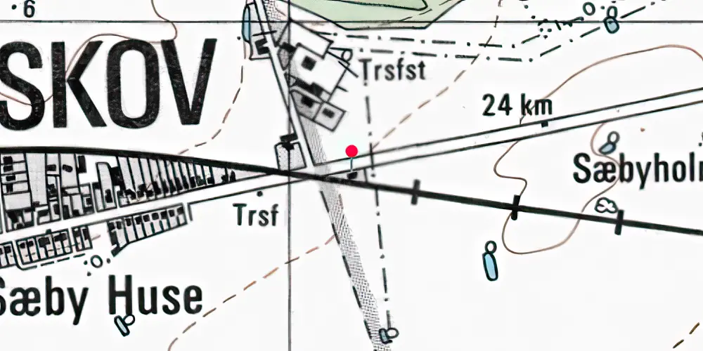Historisk kort over Sæby Huse Holdeplads [1874-1877]